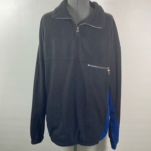 Align Men Fleece Pullover Size XL Black & Blue Quarter Zip Elastic Cuff & Hem